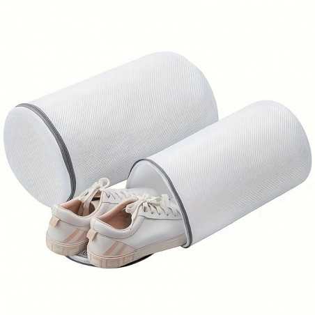 Sac Cilindric pentru Spalare Incaltaminte, Dimensiuni Mari, pentru Masina de Spalat, 35x21x5 cm, Alb