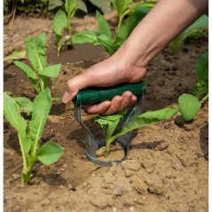 Transplantator Agricol Cilindric, din Otel si Plastic, 6 cm Diametru, cu Maner Flexibil, 23 x 6 x 13 cm, Verde