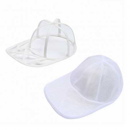 Husa de Spalare Sapca, pentru Masina de Spalat, din Poliester, Circumferinta 53 cm, cu Fermoar, cu Suport Sapca, Alb