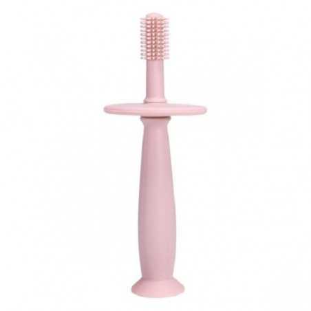 Periuta de Dinti din Silicon pentru Bebelusi, fara BPA, 360 Grade, Bariera Anti-Inghitire, Maner Ergonomic, 12.5 x 15 cm, Roz