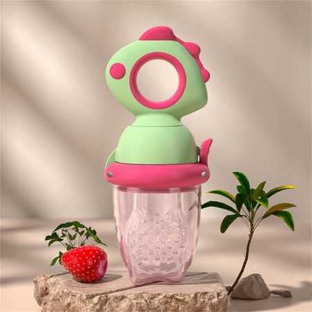 Suzeta pentru Fructe, pentru Bebelusi, din Silicon Alimentar, +4 Luni, 2 mm Grosime Gauri Tetina, 12.4 x 5.1 x 4.7 cm