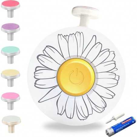 Set Pila Electrica pentru Copii si Bebelusi, ABS, Incarcare USB, Model cu Flori, 6 Accesorii, cu Lumina LED, Alb