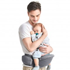 Marsupiu Ergonomic 3in1, pentru Bebelusi si Copii, 0-36 Luni, Bretele Reglabile, Inchidere Catarama, 125x25x14 cm, Gri