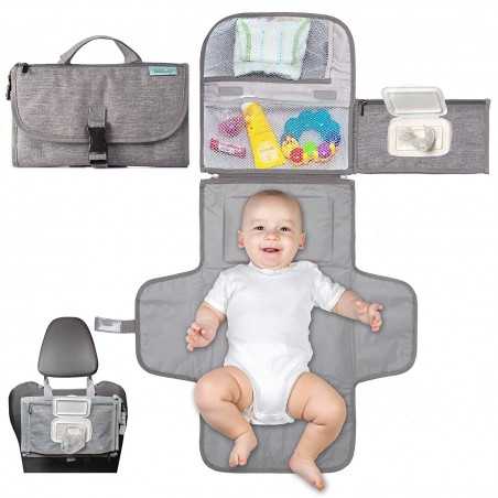 Geanta Multifunctionala, Tip Aleza de Schimbat Scutece, Impermeabila, Panza Oxford, cu Buzunare, 30 x 20 cm, Gri