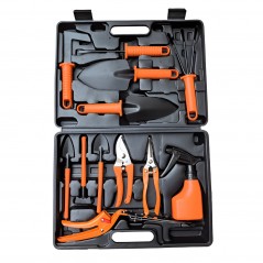 Set 12 Unelte de Gradina, pentru Plantare Prelucrare Sol si Ingrijire Plante, Manere Portocalii, Material PVC si Cardboard