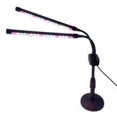 Lampa UV pentru cresterea plantelor, conectare la retea, 10W, 2 capete, 36 LED-uri, ajustabila pana la 60 cm, Lumina Alb Mov