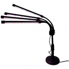 Lampa UV pentru cresterea plantelor, conectare la retea, 20W, 4 capete, 72 LED-uri, ajustabila pana la 66.5 cm, Lumina Alb Mov