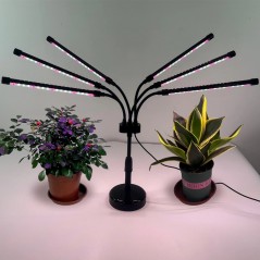 Lampa UV pentru cresterea plantelor, conectare la retea, 30W, 6 capete, 108 LED-uri, ajustabila pana la 68.5 cm, Lumina Alb Mov