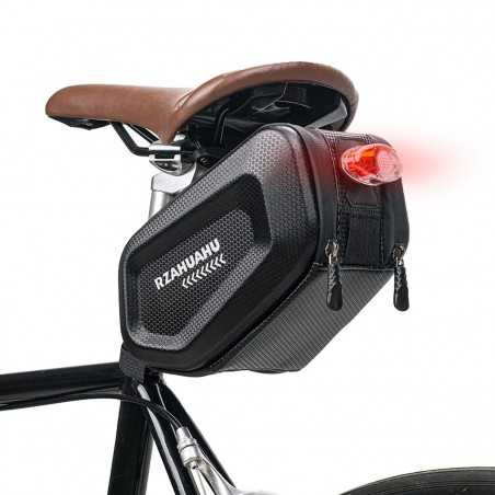 Borseta pentru bicicleta, Hard Shell, material piele artificiala si carbon, 20x12x11.5 cm, prindere de sa, capacitate 2l