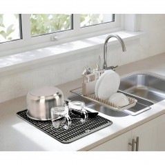 Covoras din Silicon pentru Scurgere Vase, Uz Casnic, Rezistent la Temperaturi Ridicate, Izolator, 43x32.5 cm, Negru
