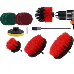 Set 12 Accesorii pentru Curatare Auto, Interior si Exterior, Rosu