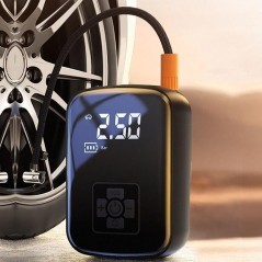 Pompa de Aer Wireless, Portabila, 150 PSI, Pentru Anvelope si Mingi, Baterie 2000 mAh, Afisaj Digital, 12.7 x 8.5 cm, Negru