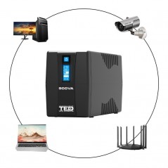 UPS 900VA / 500W LCD Line Interactive AVR 2 schuko USB TED