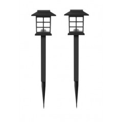 Set 2 Lampa solara Led pentru gradina, Tip felinar, Alb cald