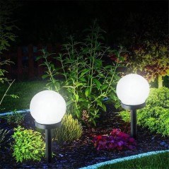 Set 2 Lampi Solare LED, Forma Sferica, Tip Glob, Diametru 10 cm, Alb Cald