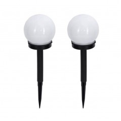 Set 2 Lampi Solare LED, Forma Sferica, Tip Glob, Diametru 10 cm, Alb Cald