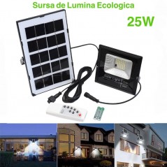 Proiector 25W cu Panou Solar și Telecomanda
