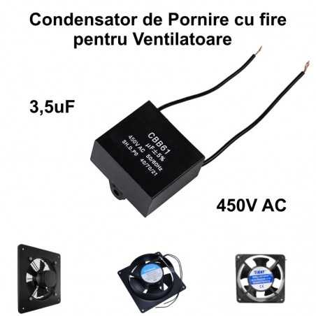 Condensator Pornire Motor cu Fire / 3,5uf 450V