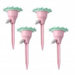 Set picuratoare cu valva pentru irigare, design floare, viteza reglabila, fixare prin infigere, practic, 16.8 x 9 cm, roz