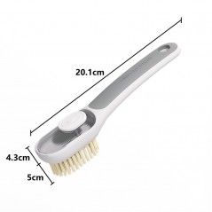 Perie Multifunctionala 2 in 1, Perie Densa/Perie din Piele de Caprioara, cu Recipient Lichid, Maner Lung, 20.1x 4.3 x 5 cm, Gri