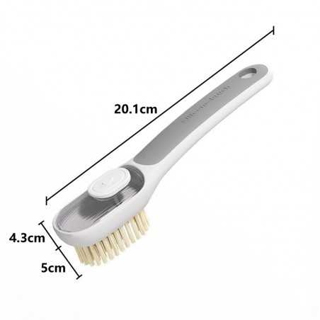 Perie Multifunctionala 2 in 1, Perie Densa/Perie din Piele de Caprioara, cu Recipient Lichid, Maner Lung, 20.1x 4.3 x 5 cm, Gri