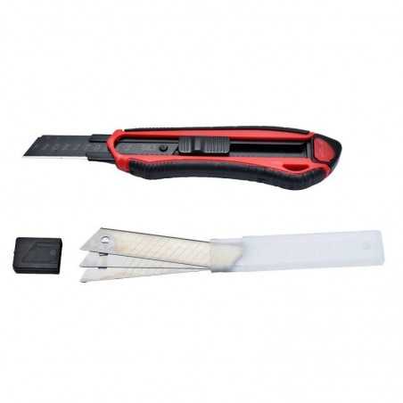 Cutter Profesional Ergonomic cu lama Neagra 18mm si Rezerve