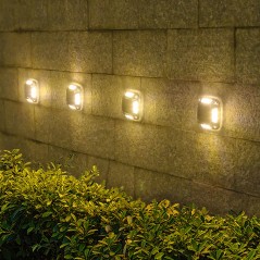 Set 4 Lampi Solare, 8 LED-uri, IP65, din ABS+PC, 6-12 h, Baterie 1.2 V 600 mAh, Montare pe Perete/Pamant, Lumina Alb Cald