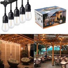 Ghirlanda Luminoasa 5 metri cu 10 Becuri Led E27 Lumina Calda, Alimentare 220V