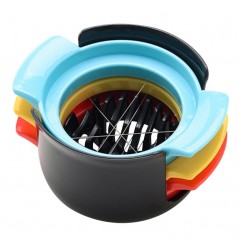 Set feliator 3 in 1 multifunctional, feliatoare pentru oua/fructe, PP/otel inoxidabil, multicolor, 9 x 10.5 x 5.5 cm