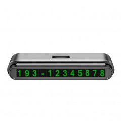 Suport Numar de Telefon pentru Parcare Auto, Suport pentru Numarul detelefon, 120 x 48 x 24 mm, Cifre Verzi, Negru Mat