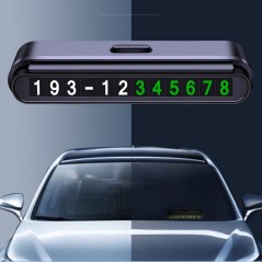 Suport Numar de Telefon pentru Parcare Auto, Suport pentru Numarul detelefon, 120 x 48 x 24 mm, Cifre Verzi, Negru Mat