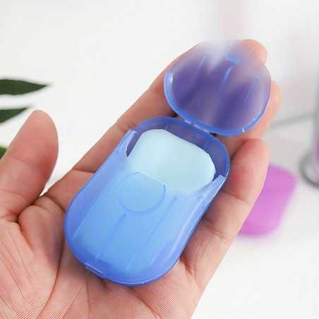 5 x Mini Cutie de Sapun din Hartie, de Unica Folosinta, Portabila, Potrivit pentru Calatorii, 100 buc, Albastru