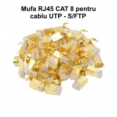 Mufa RJ45 S/FTP CAT 8 Auriu cu Ecranare Metalica - 50Buc/Set