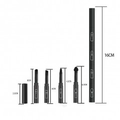 Set Pensule de Machiaj 4in1, pentru Fard, Sprancene si Buze, 16 cm, din Plastic, Negru