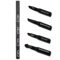 Set Pensule de Machiaj 4in1, pentru Fard, Sprancene si Buze, 16 cm, din Plastic, Negru