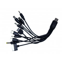 Cablu Încărcare USB 10-în-1 cu 10 Mufe – Type-C, Micro USB, Mini USB, DC – Universal pentru Telefoane, Tablete, Routere