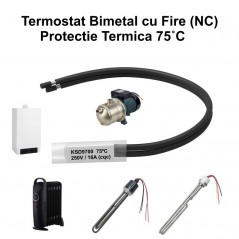Termostat Temperatura 75˚C cu Fire, Bimetal KSD9700 NC, 250/16A