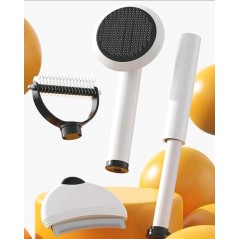 Set 4 Perii pentru Câini și Pisici – Anti-Năpârlire, Descurcare și Tuns Blana, Alb/Negru
