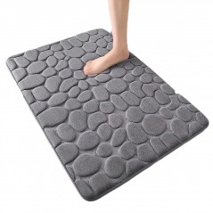 Covoras pentru Baie Antiderapant, Uscare Rapida, Model 3D Piatra, 40x60 cm, Gri