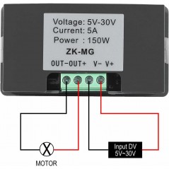 Controler de Viteză Motor Electric PWM 5V–12V–24V-30V, 150W, 5A, cu Pornire Lină și Buton ON/OFF