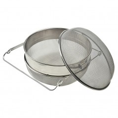 Strecuratoare Apicola, din Inox, Dubla, Filtrare Miere, 25 x 25 x 10 cm, Gri
