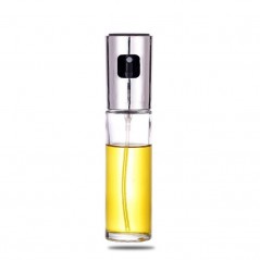 Pulverizator Ulei, Otet, din Sticla, 100 ml, Reincarcabil, 18.3 x 4.3 cm, Capac Lucios, Argintiu