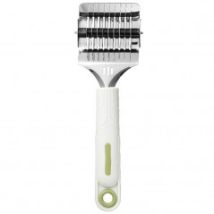 Dispozitiv de taiat Taietei, din Plastic cu Inox Razatoare, Curatator de Legume-Fructe, Maner Anti Alunecare, 22 x 6.5 cm Alb