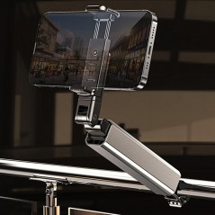 Suport pentru Telefon Mobil, Portabil, Pliabil, Telescopic, Rotativ, din Plastic, Gri