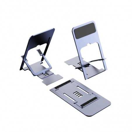 Suport pentru Telefon, Pliabil, Reglabil, din ABS, Argintiu