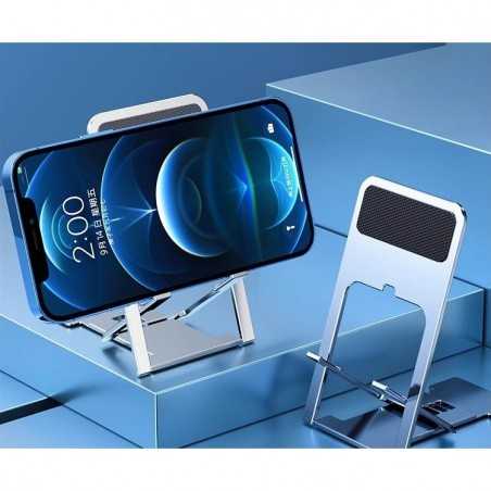 Suport pentru Telefon, Pliabil, Reglabil, din ABS, Argintiu