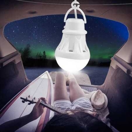 Bec LED alimentare USB 5V DC cu agatatoare – 3W, 6500K, ideal pentru camping, pescuit si sisteme solare