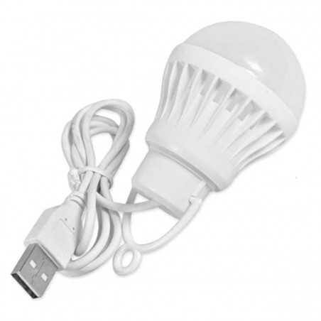 Bec LED alimentare USB 5V DC cu agatatoare – 3W, 6500K, ideal pentru camping, pescuit si sisteme solare