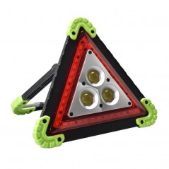 Triunghi Multifunctional de Avertizare, Lanterna LED, 800 lm, Functie Incarcare Telefon, USB si Micro USB, COB, Verde