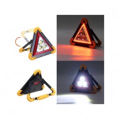 Triunghi Multifunctional de Avertizare, Lanterna LED, 800 lm, Functie Incarcare Telefon, USB si Micro USB, COB, Portocaliu